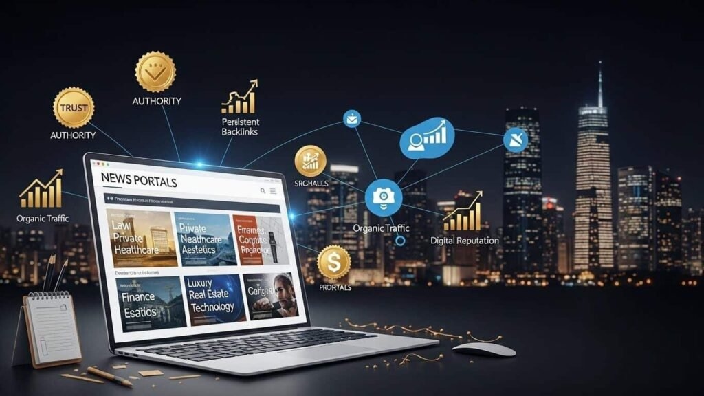 Portais de notícias online destacando nichos de alta margem e baixa confiança